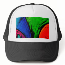 Bright Abstract Groovy Art hats