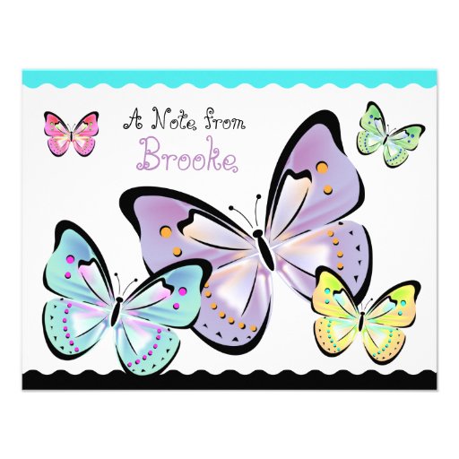 Bright and Beautiful Butterfly Note Card Custom Announcement