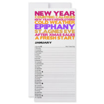 Bright and Bold 2012 Calendar - January Customized Rack Card