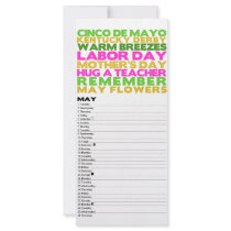 Bright and Bold 2012 Calendar - May Rack Card Design