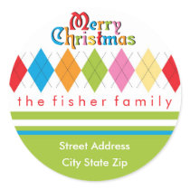 Bright and Cheery Argyle Address Label stickers