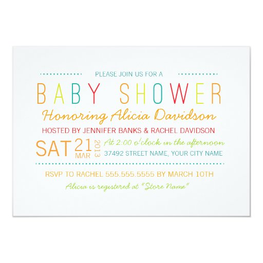 Bright and Colorful Baby Shower Invite