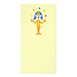 Bright and Colorful Cartoon Dog Juggling. Personalized Photo Card