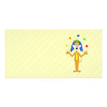 Bright and Colorful Cartoon Dog Juggling. Photo Greeting Card