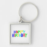 Bright and Colorful. Happy Birthday. Keychains