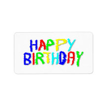 Bright and Colorful. Happy Birthday. Custom Address Labels