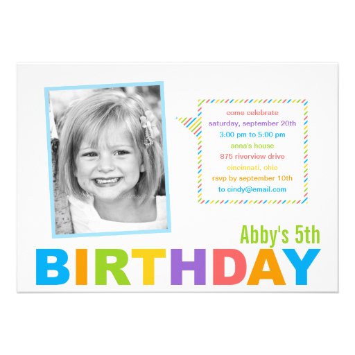 Bright and Colorful Photo Birthday Invitation