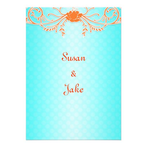 Bright and Fun Aqua and Tangerine Wedding Invites