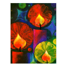 Bright and Glowing Christmas Candles Post Cards