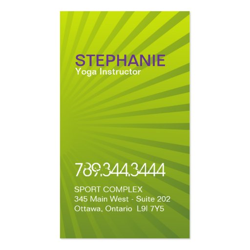 Bright and Modern Yoga Business Cards (back side)