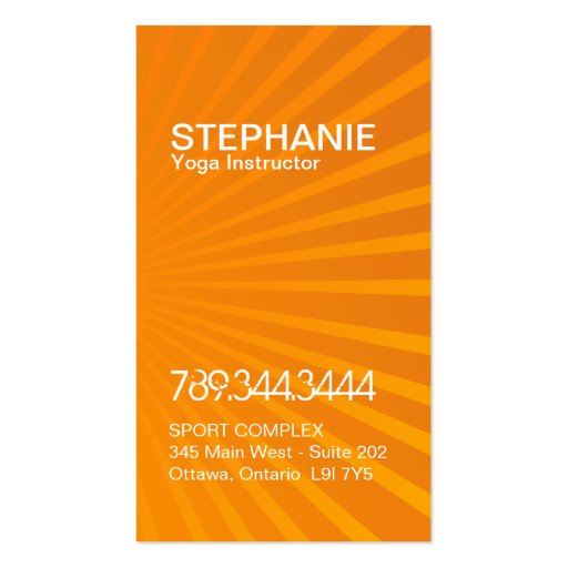 Bright and Modern Yoga Business Cards (back side)