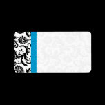 Bright Aqua & Black Damask Dots Shipping