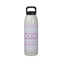 Bright Aztec Andes Pattern Pink Teal Geometrical Reusable Water Bottles