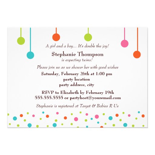 Bright BABY Blocks of Colors Twins Baby Shower Announcement