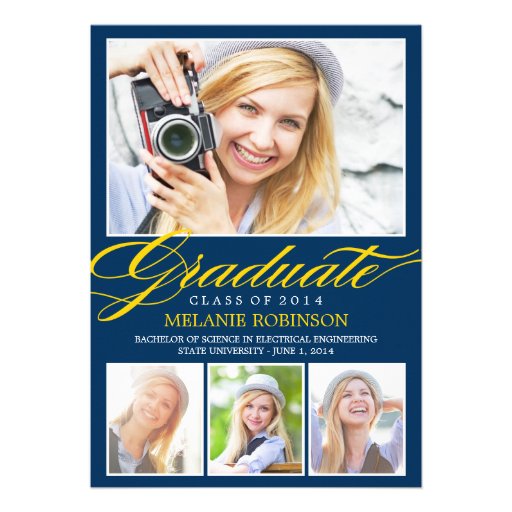 Bright Beginning Graduation Invitation - Navy Blue