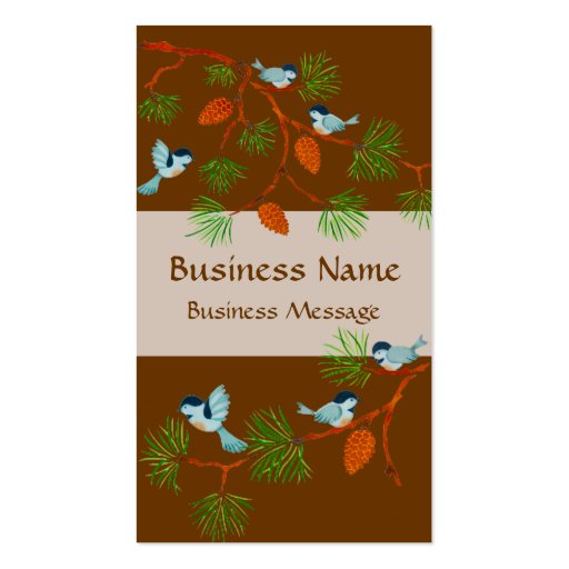 Bright Birds on a Branch Business Card Template (front side)