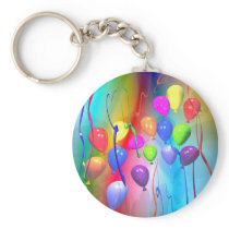 Bright Birthday Balloons Keychains