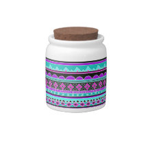 Bright Blue and purple tribal pattern Candy Jars