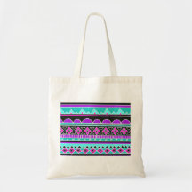 Bright Blue and purple tribal pattern Canvas Bag