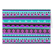 Bright Blue and purple tribal pattern Greeting Cards