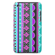 Bright Blue and purple tribal pattern iPod Touch Cases