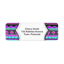 Bright Blue and purple tribal pattern Labels