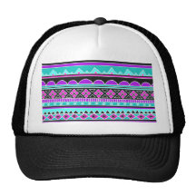 Bright Blue and purple tribal pattern Mesh Hat