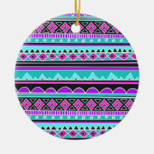Bright Blue and purple tribal pattern Ornament