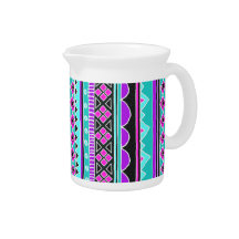 Bright Blue and purple tribal pattern Beverage Pitcher