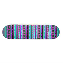 Bright Blue and purple tribal pattern Skateboard Deck