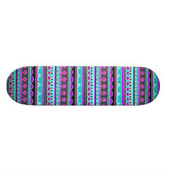 Bright Blue and purple tribal pattern Skateboard Deck