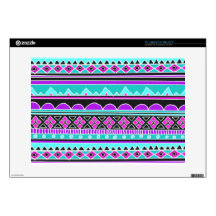 Bright Blue and purple tribal pattern 15" Laptop Decal
