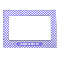 Bright Blue and White Checkered Custom Photo Magnetic Frames