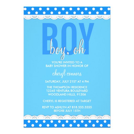 Bright Blue Baby Boy Shower Invitation
