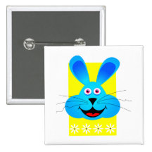 bright blue bunny head yellow back pin
