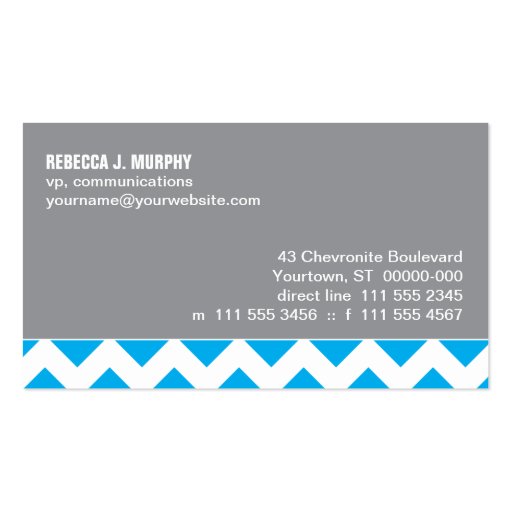Bright Blue Chevron Business Cards (back side)