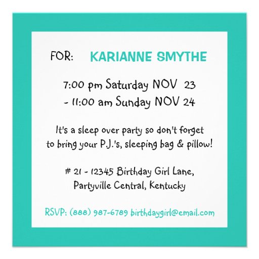 Bright Blue FUN teen typography Birthday Party Personalized Announcements