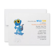 Bright Blue Gecko Birthday Invitation