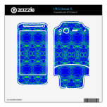 Bright Blue lacey green pattern Skin For HTC Desire S