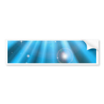 Bright blue light rays background bumper stickers