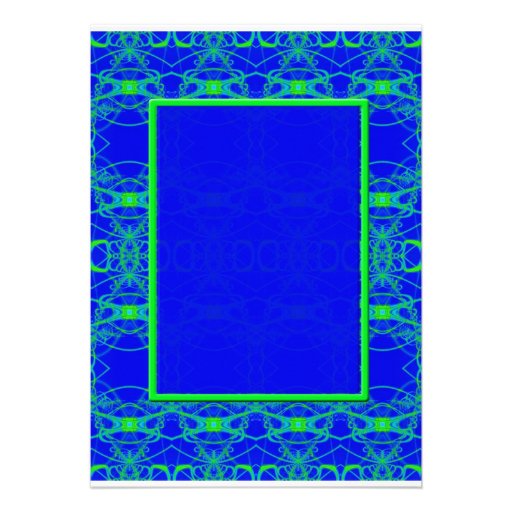 Bright blue Lime Green Pattern Wedding Custom Invitation