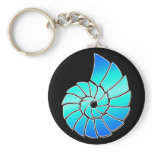 Bright Blue Nautilus Shell Key Chains