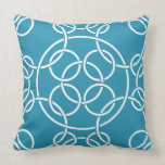 Bright Blue Off White Circle Links Pillow pillows