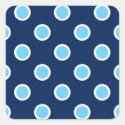 Bright Blue Polka Dots on Navy Envelope Seals Square Sticker