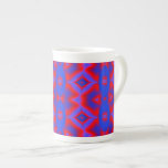 bright blue red fractal bone china mug
