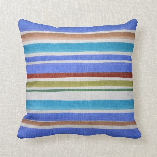 Bright Blue Striped Pillow Zazzle