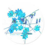 Bright blue version of yellow Florida wildflowers sticker