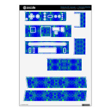 Bright Blue with lacey green pattern Skin For The Wii
