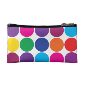 Bright Bold Colorful Rainbow Circles Polka Dots Cosmetic Bags