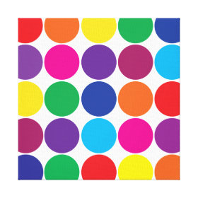 Bright Bold Colorful Rainbow Circles Polka Dots Canvas Print
